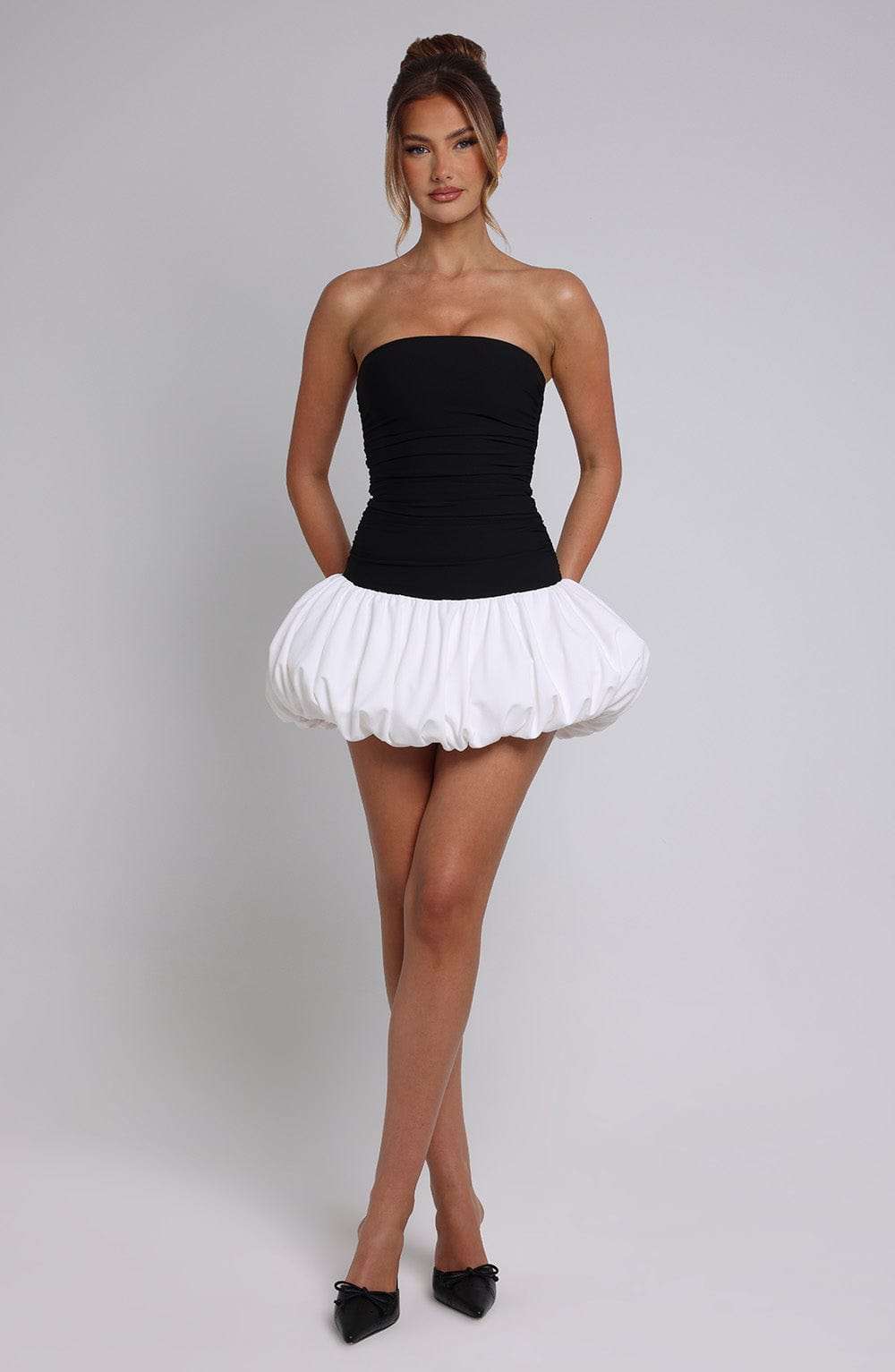 Gemma Mini Dress - Black/White Ryvelle