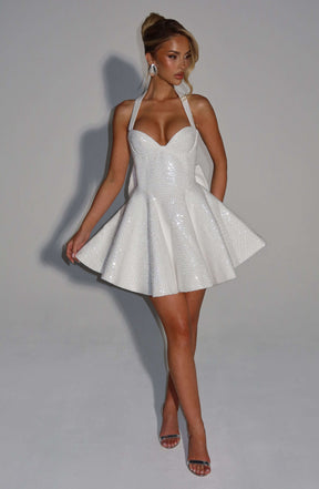 Georgette Mini Dress - Ivory Ryvelle