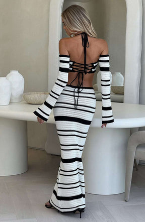 Georgia Maxi Skirt - Black/White Ryvelle