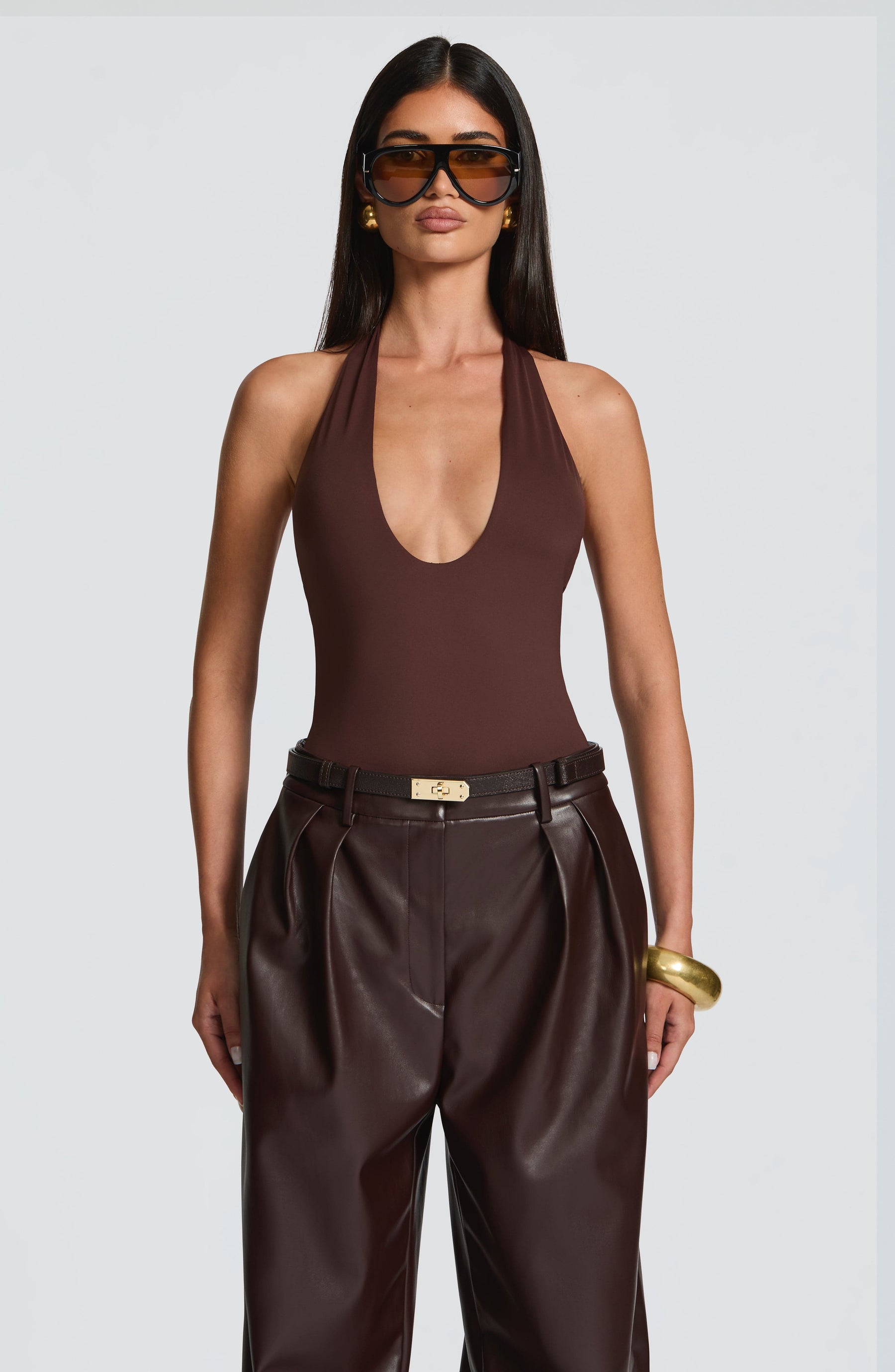 Glenda Pants - Plum Brown Ryvelle