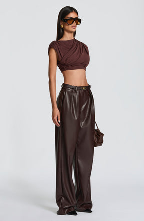 Glenda Pants - Plum Brown Ryvelle