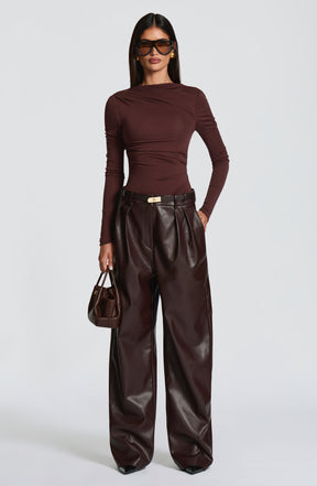 Glenda Pants - Plum Brown Ryvelle