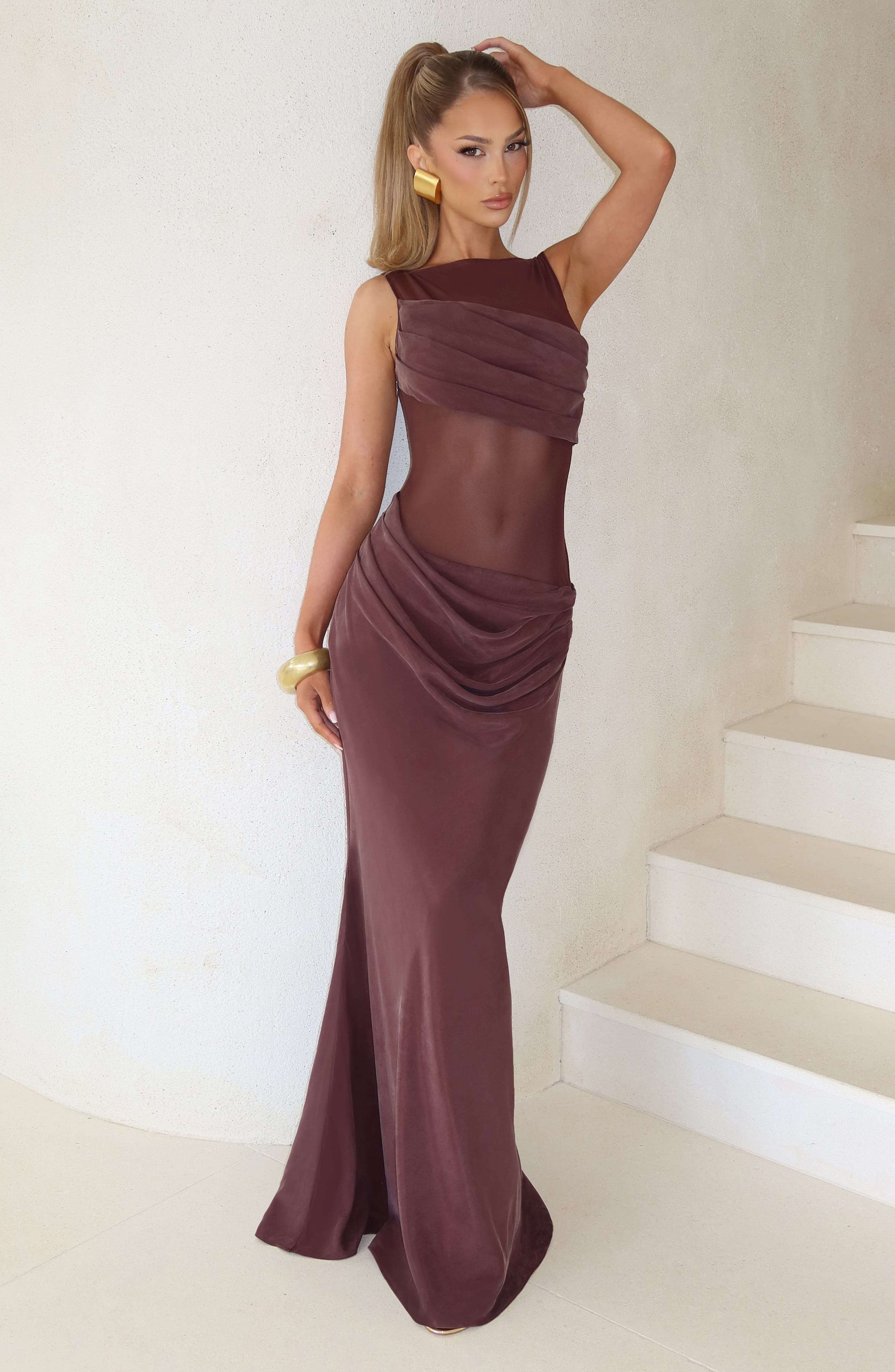 Gracelyn Maxi Dress - Plum Brown Ryvelle