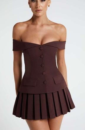 Gretchen Mini Skirt - Plum Brown Ryvelle