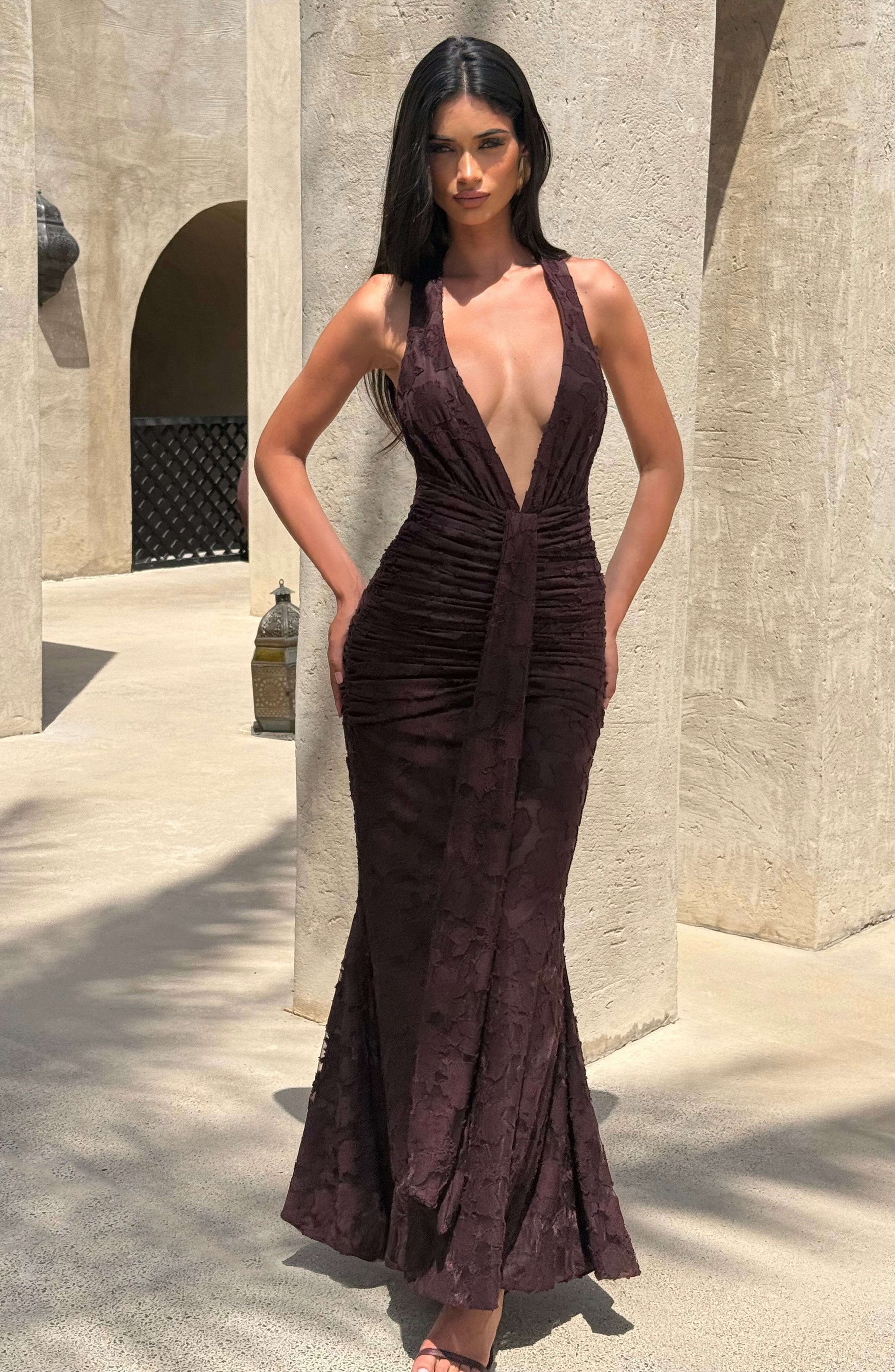 Guinevere Maxi Dress - Plum Brown Ryvelle