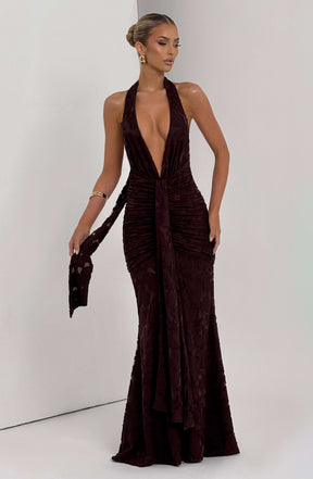 Guinevere Maxi Dress - Plum Brown Ryvelle