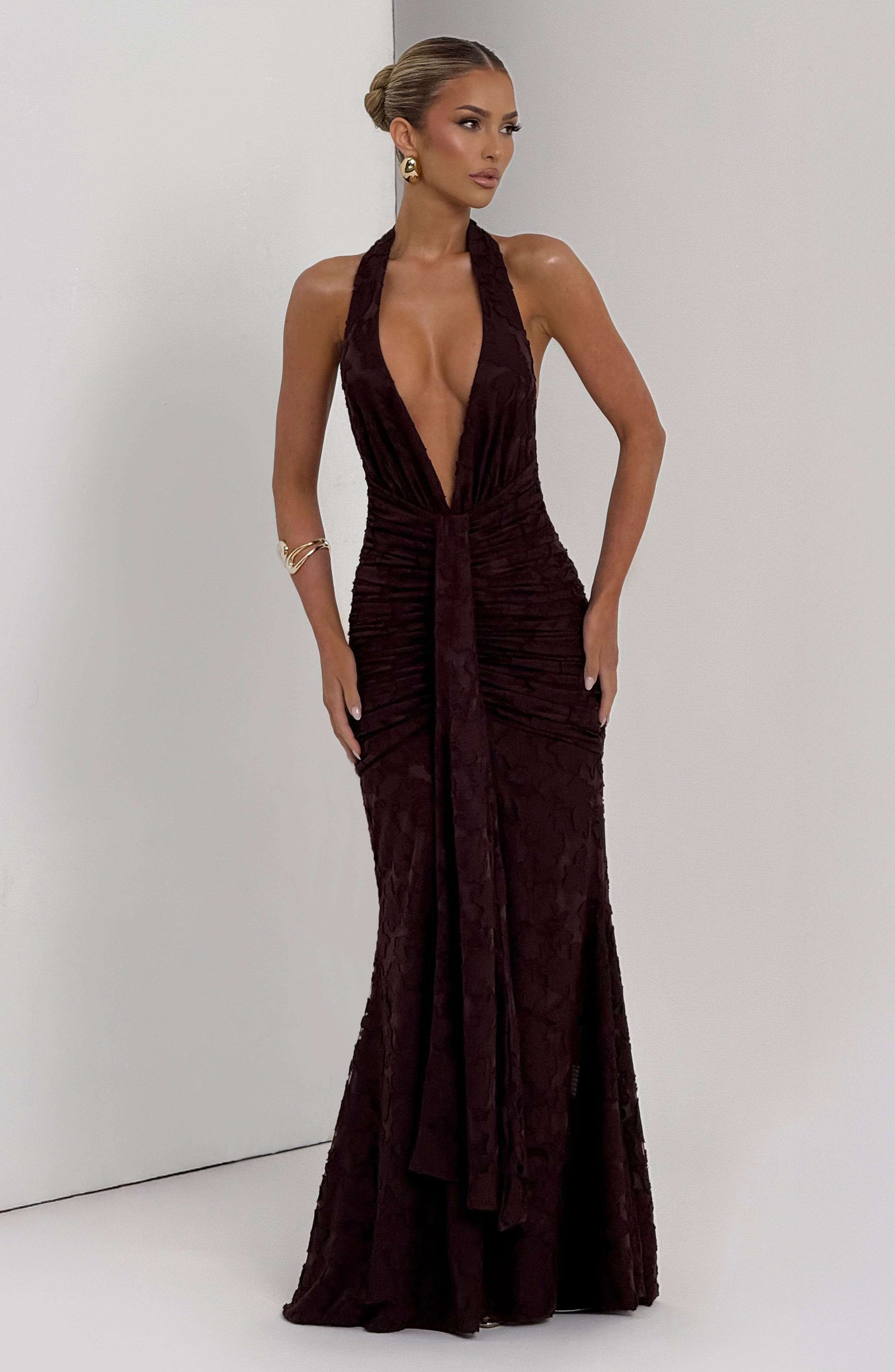 Guinevere Maxi Dress - Plum Brown Ryvelle