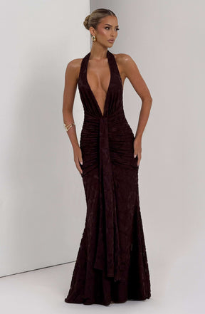 Guinevere Maxi Dress - Plum Brown Ryvelle