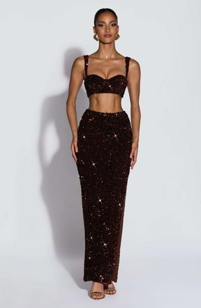 Inaya Maxi Skirt - Plum Brown Ryvelle
