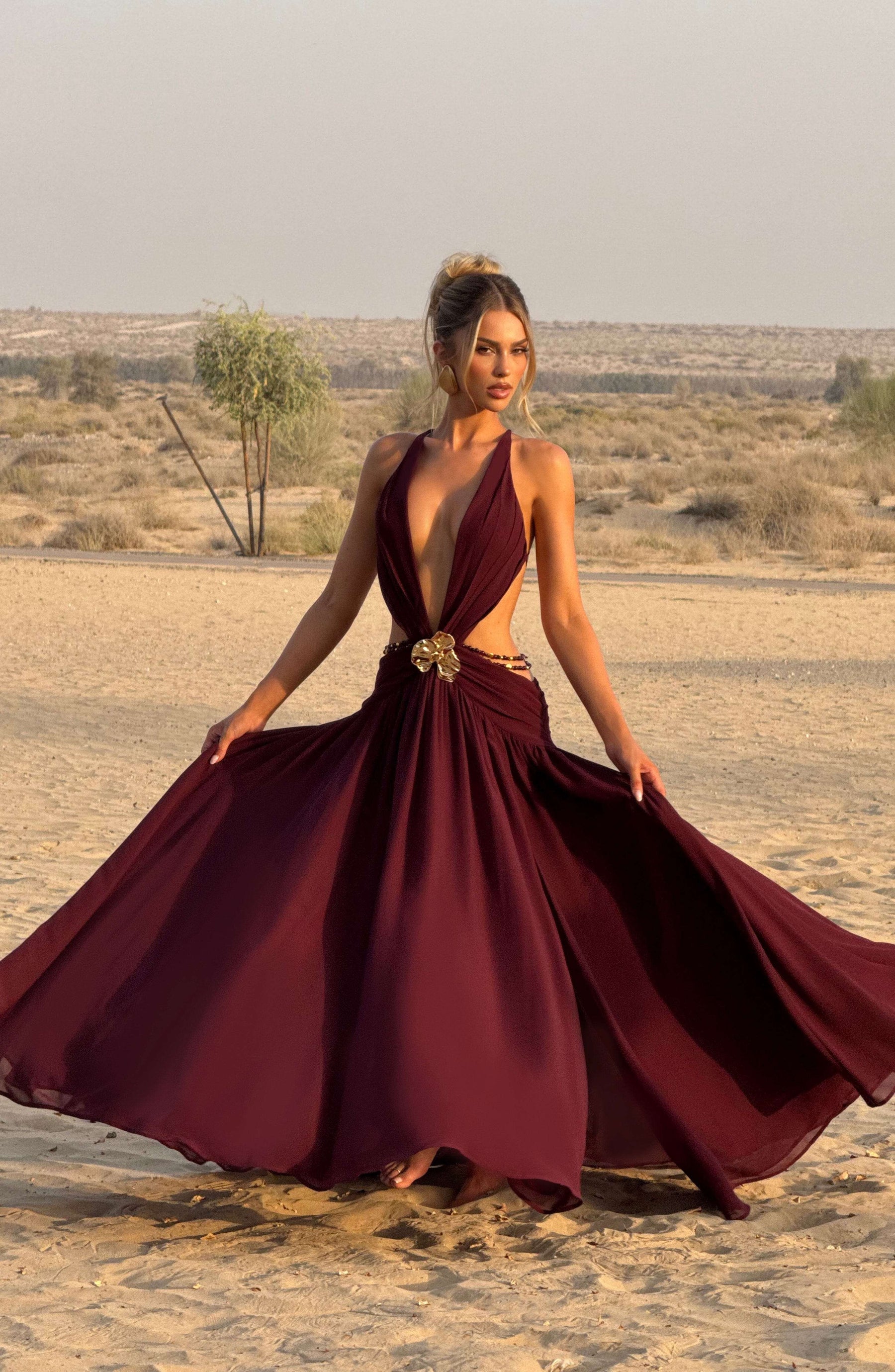 Indianna Maxi Dress - Cherry Lacquer Ryvelle