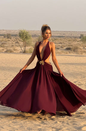 Indianna Maxi Dress - Cherry Lacquer Ryvelle