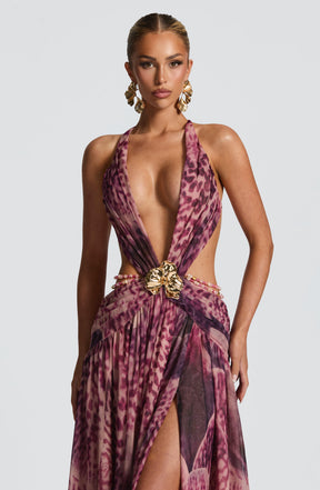 Indianna Maxi Dress - Magenta Orchid Print Ryvelle