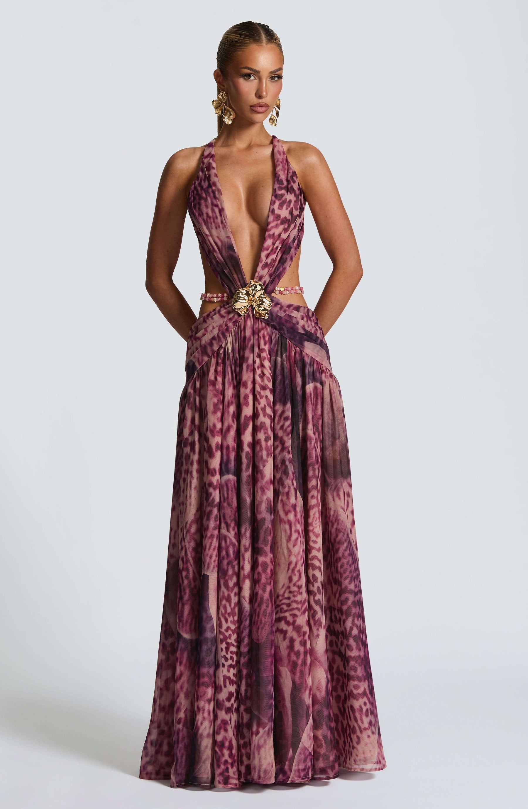 Indianna Maxi Dress - Magenta Orchid Print Ryvelle
