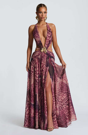 Indianna Maxi Dress - Magenta Orchid Print Ryvelle