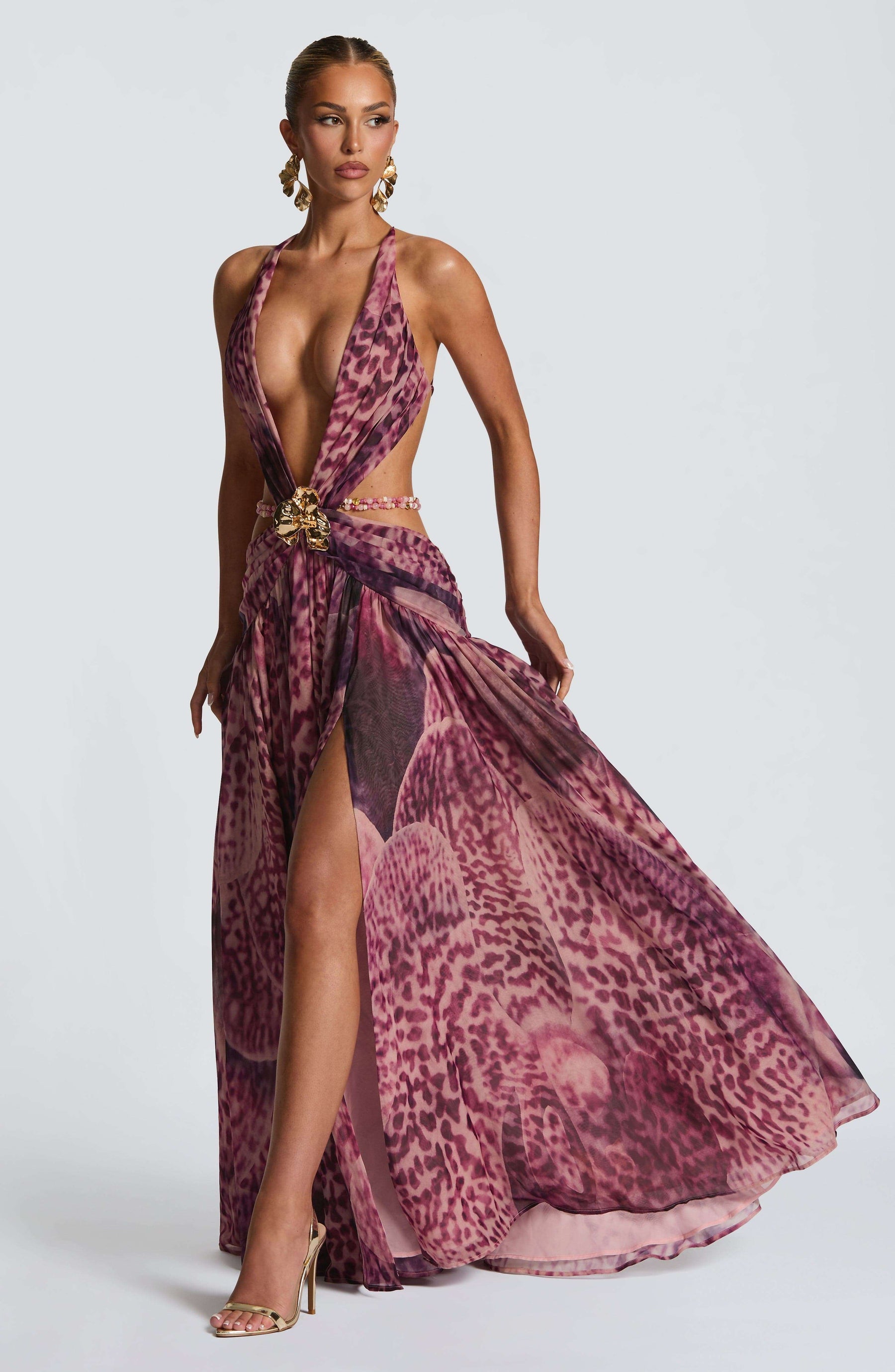 Indianna Maxi Dress - Magenta Orchid Print Ryvelle