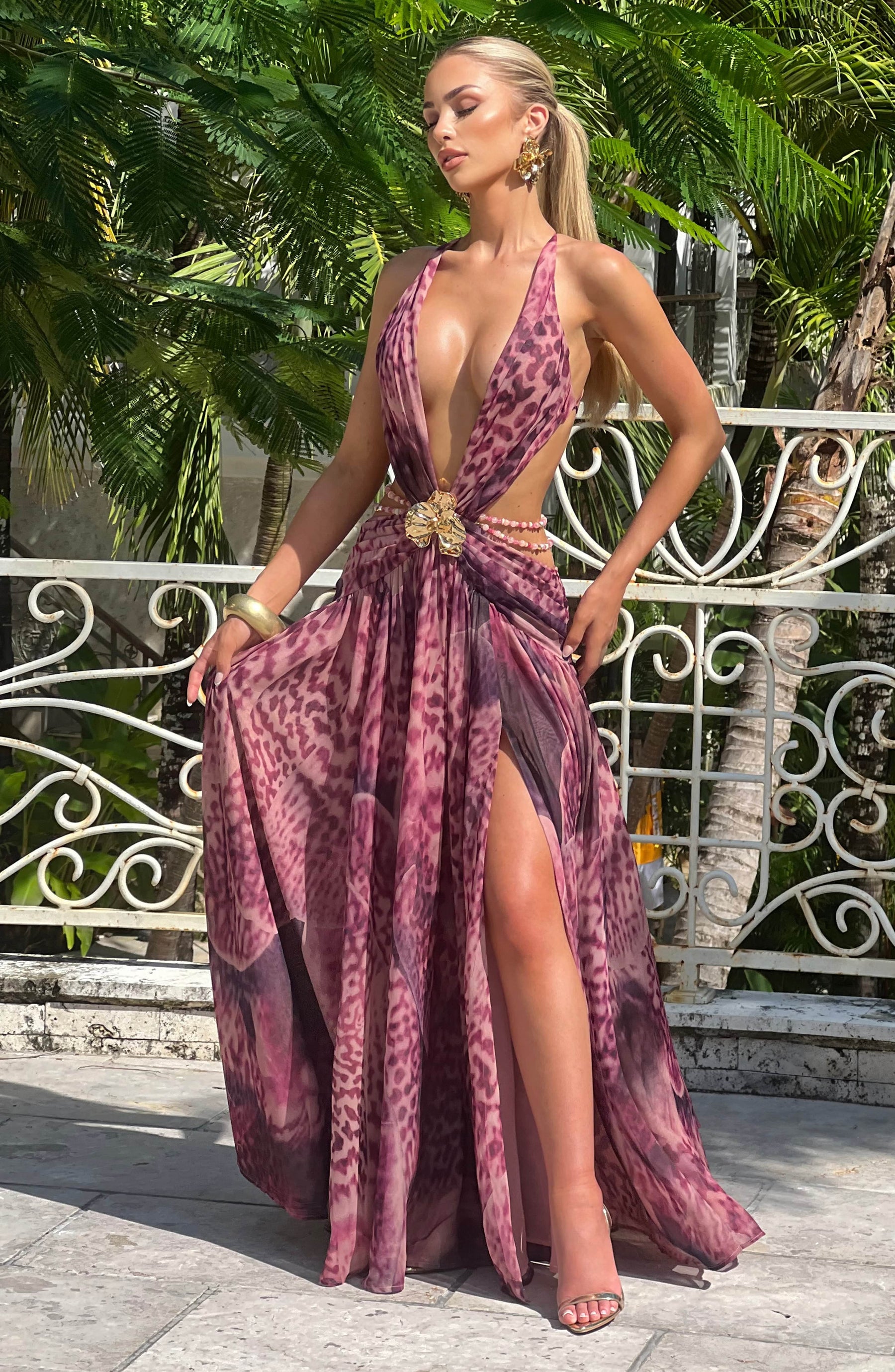 Indianna Maxi Dress - Magenta Orchid Print Ryvelle