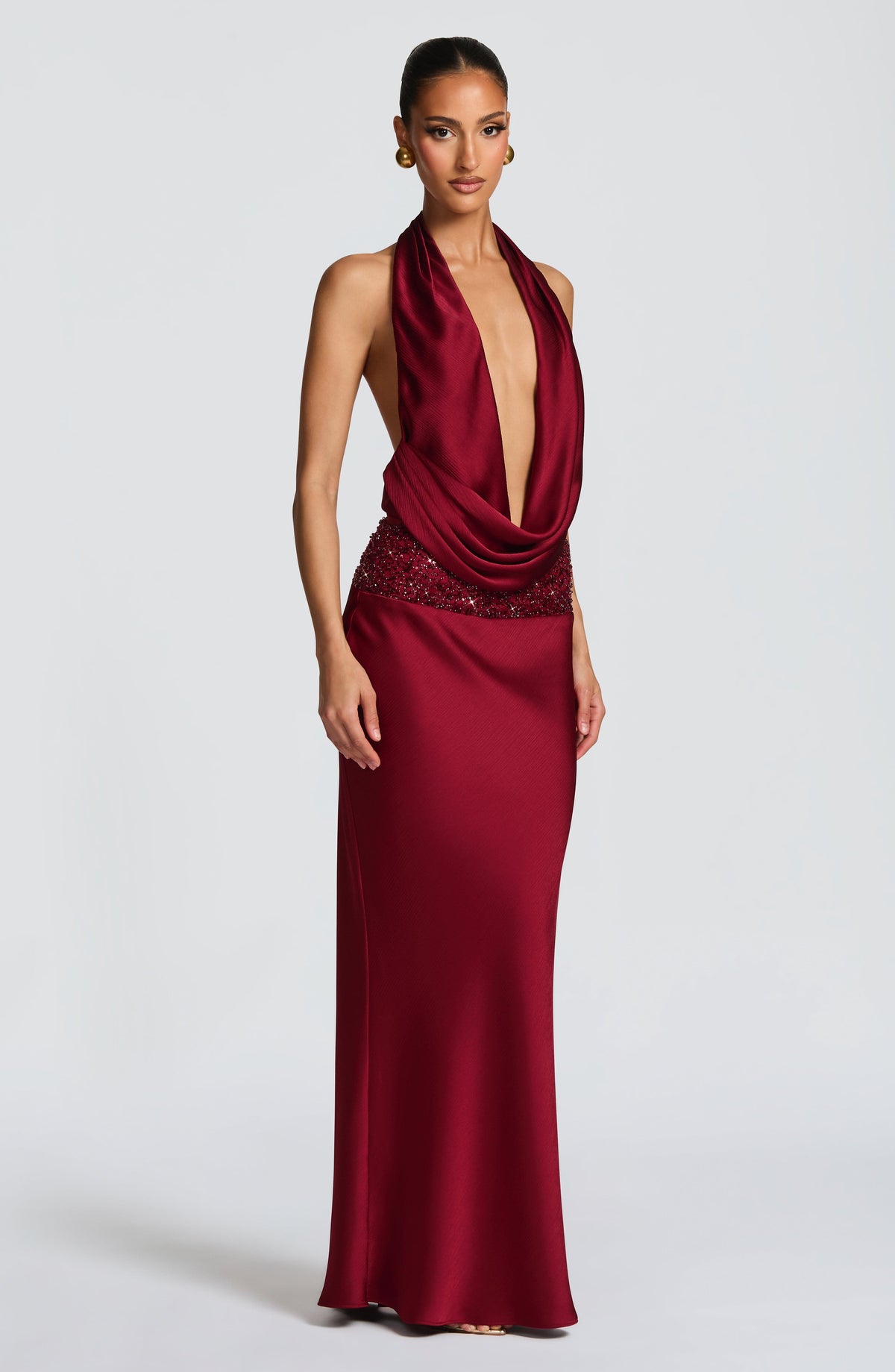 Ira Maxi Skirt - Burgundy Ryvelle