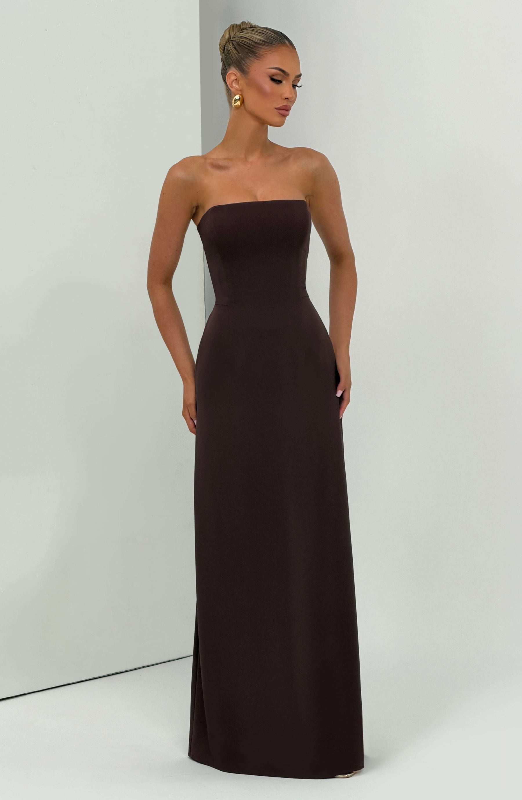 Irmina Maxi Dress - Plum Brown Ryvelle