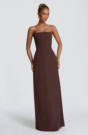 Irmina Maxi Dress - Plum Brown Ryvelle