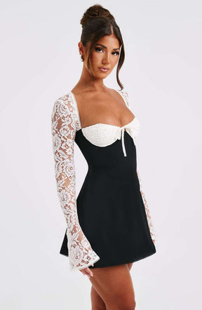 Jacinta Mini Dress - Black/White Ryvelle