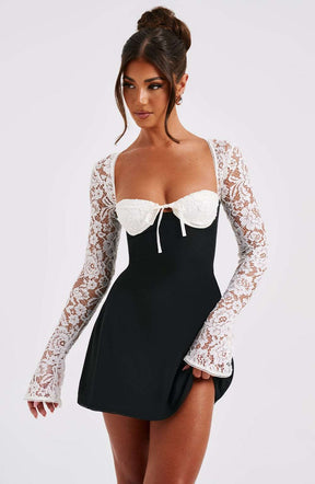 Jacinta Mini Dress - Black/White Ryvelle