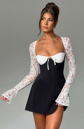 Jacinta Mini Dress - Black/White Ryvelle