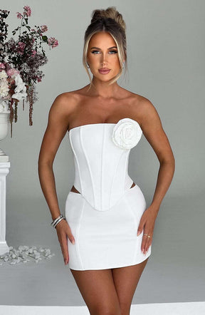 Jacquie Mini Skirt - Ivory Ryvelle