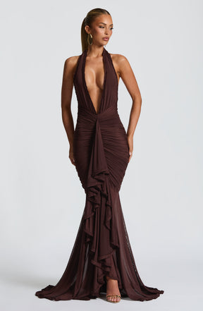 Janessa Maxi Dress - Plum Brown Ryvelle
