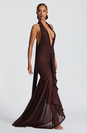 Janessa Maxi Dress - Plum Brown Ryvelle