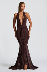 Janessa Maxi Dress - Plum Brown Ryvelle
