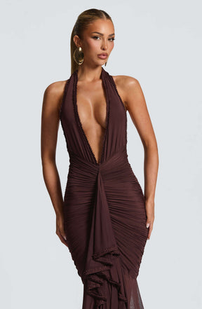 Janessa Maxi Dress - Plum Brown Ryvelle