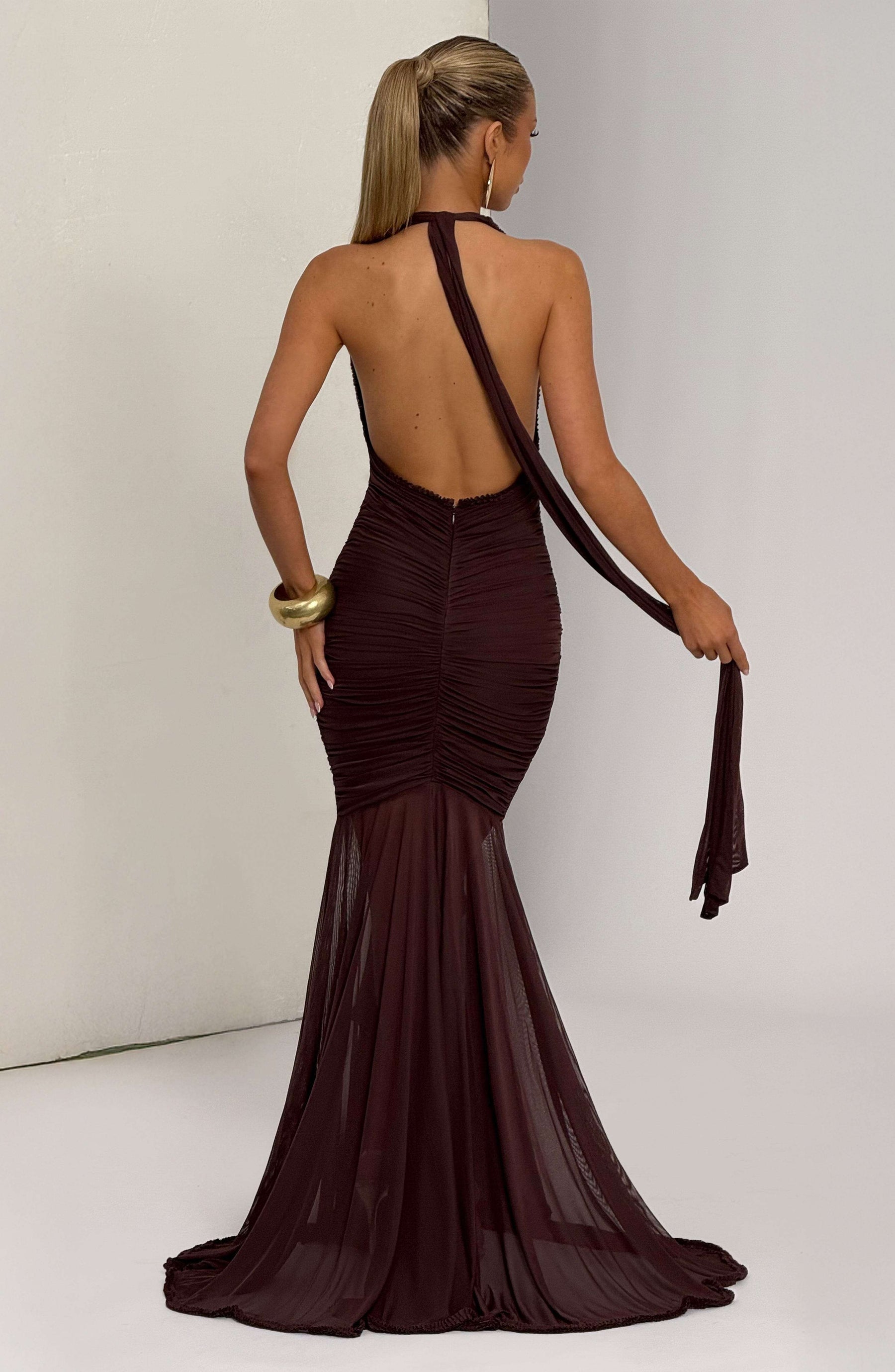 Janessa Maxi Dress - Plum Brown Ryvelle