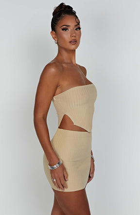 Jaz Mini Skirt - Beige Ryvelle