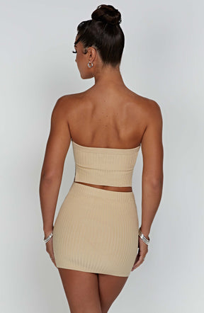 Jaz Mini Skirt - Beige Ryvelle