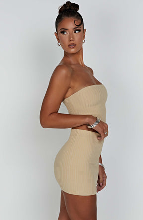 Jaz Mini Skirt - Beige Ryvelle