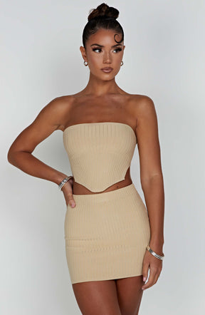 Jaz Mini Skirt - Beige Ryvelle