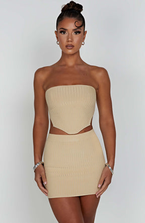 Jaz Mini Skirt - Beige Ryvelle