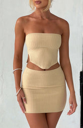 Jaz Mini Skirt - Beige Ryvelle