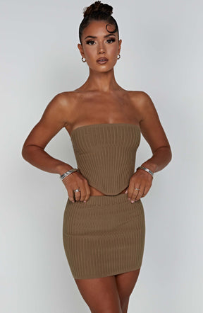 Jaz Mini Skirt - Mocha Ryvelle