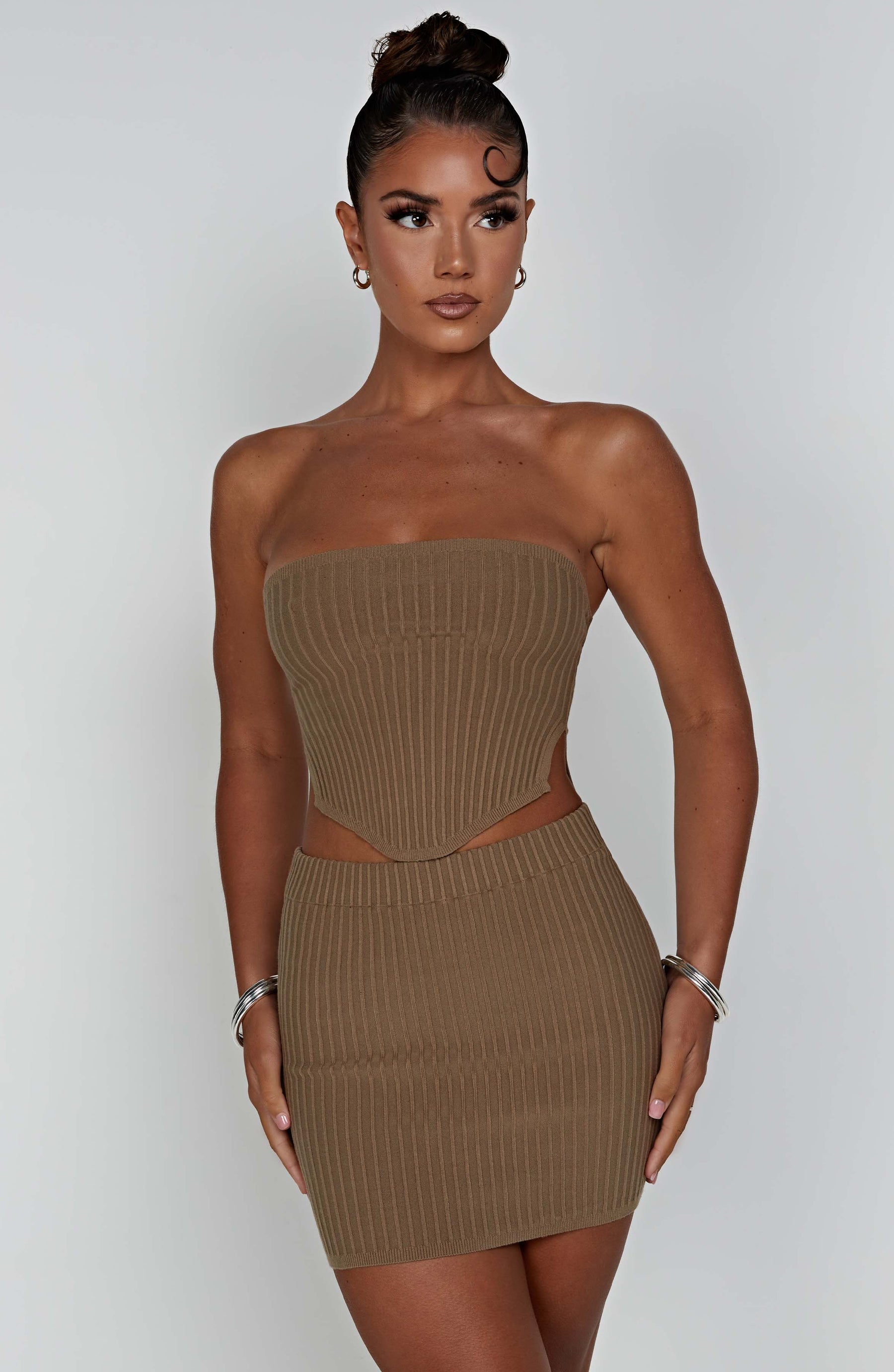 Jaz Mini Skirt - Mocha Ryvelle