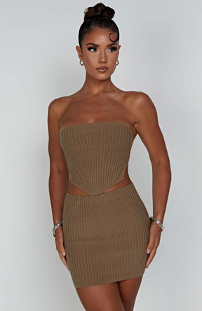 Jaz Mini Skirt - Mocha Ryvelle