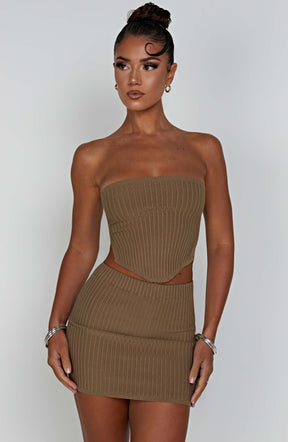Jaz Mini Skirt - Mocha Ryvelle