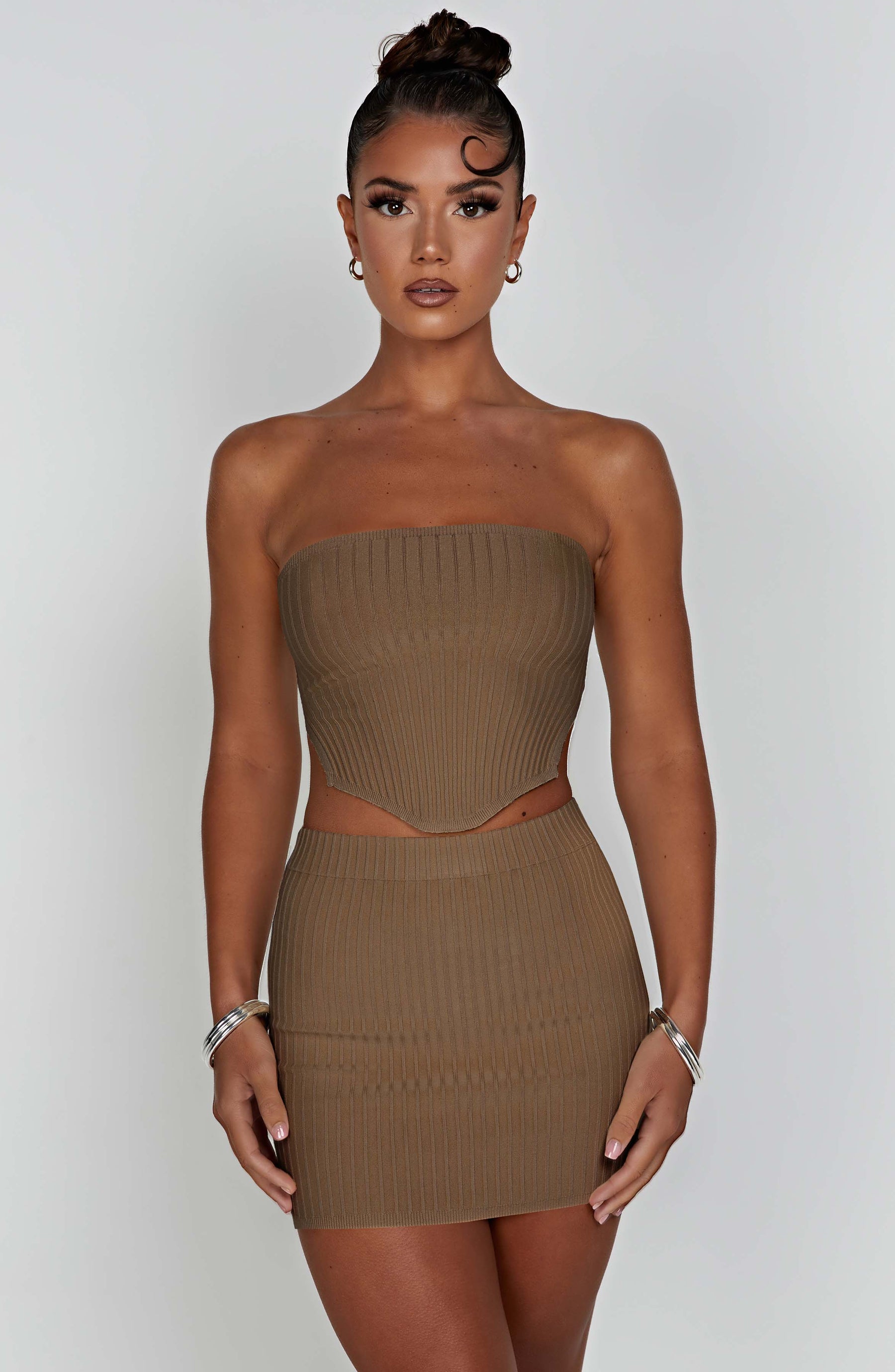 Jaz Mini Skirt - Mocha Ryvelle