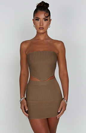 Jaz Mini Skirt - Mocha Ryvelle