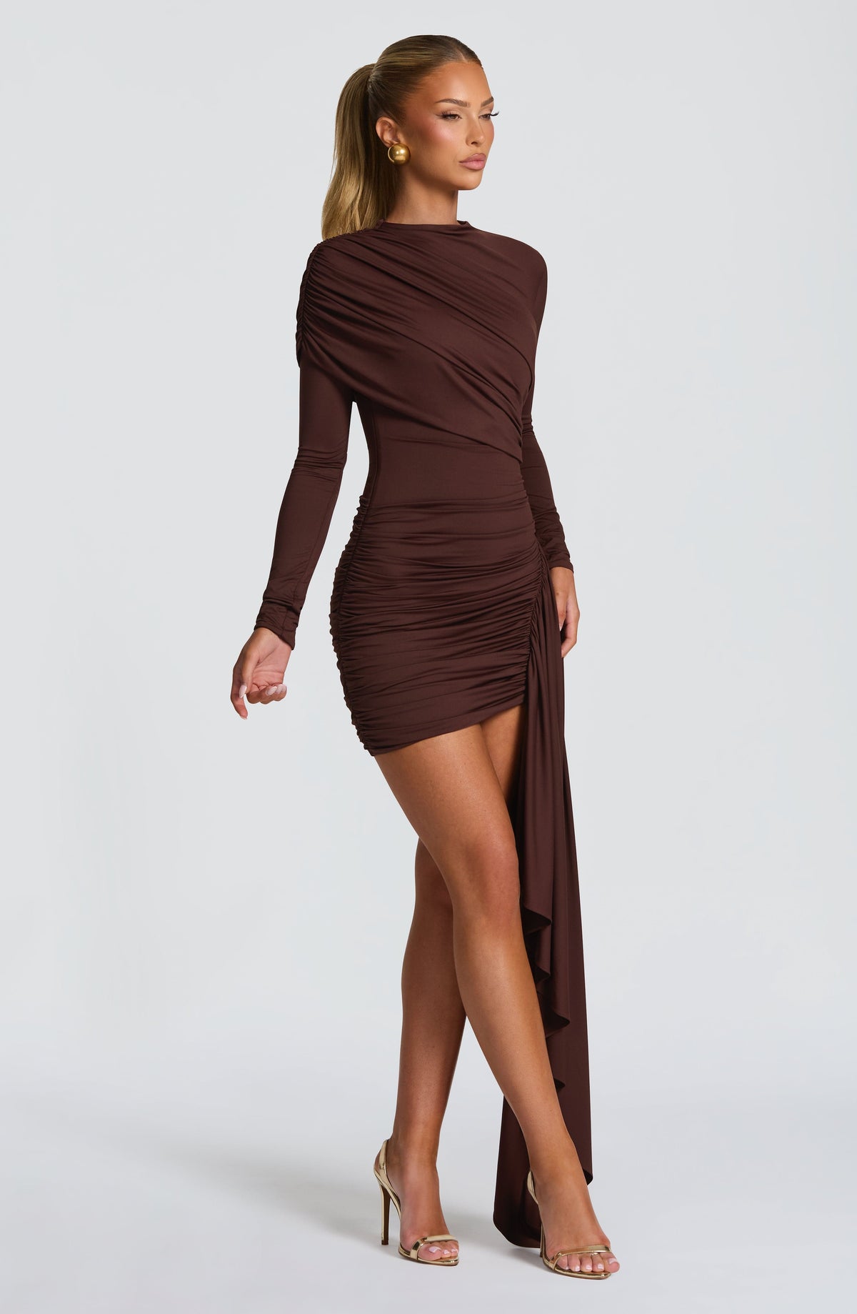 Jovanna Mini Dress - Plum Brown Ryvelle
