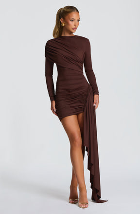 Jovanna Mini Dress - Plum Brown Ryvelle