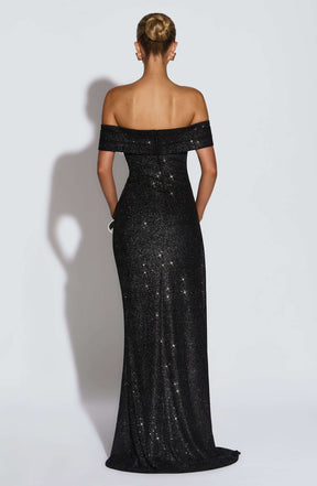 Joyce Maxi Dress - Black Sparkle Ryvelle