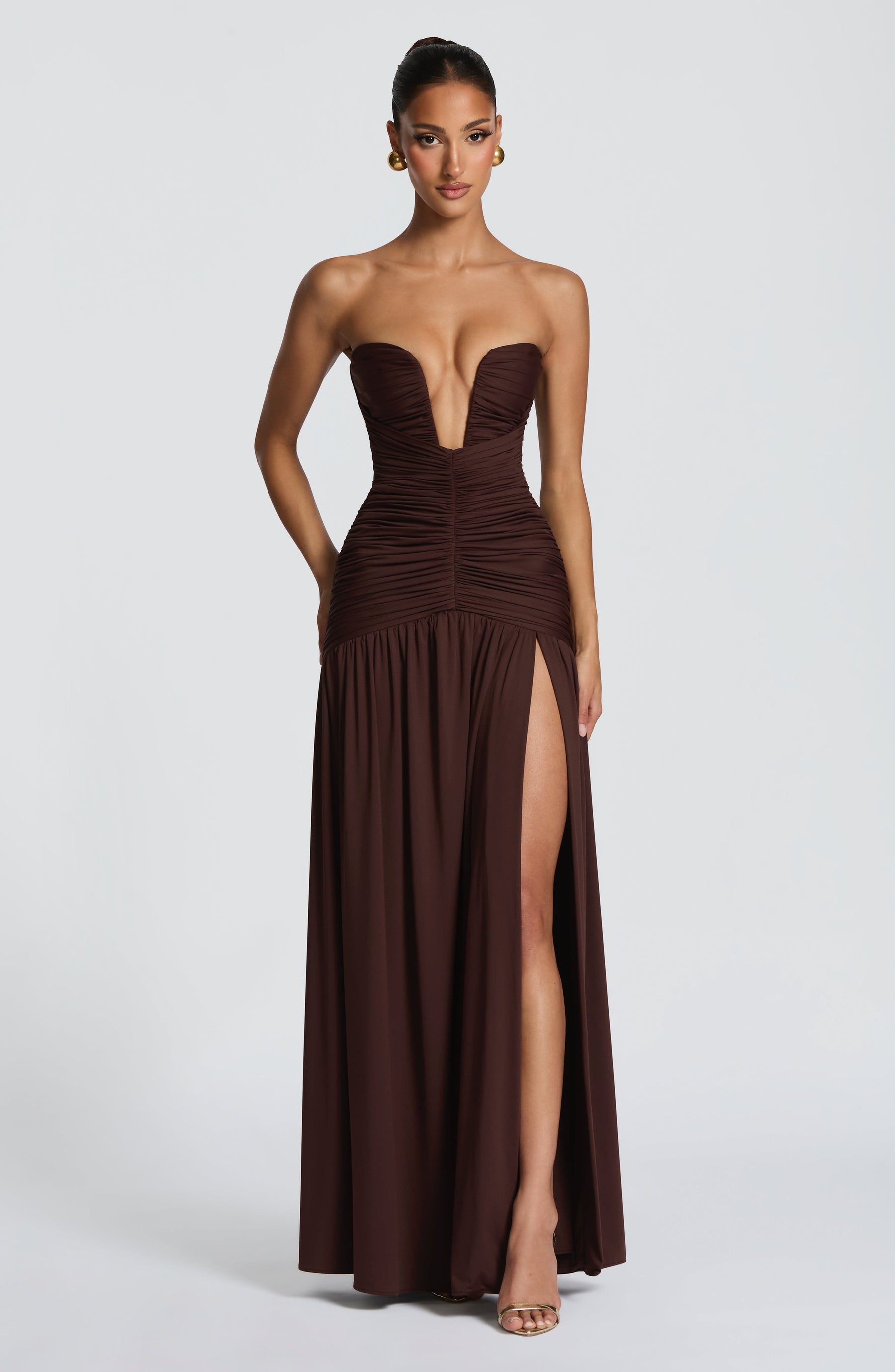 Junia Maxi Dress - Plum Brown Ryvelle