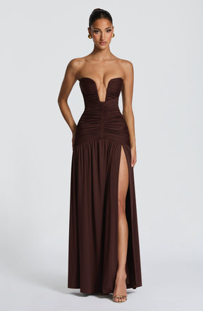 Junia Maxi Dress - Plum Brown Ryvelle