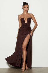 Junia Maxi Dress - Plum Brown Ryvelle